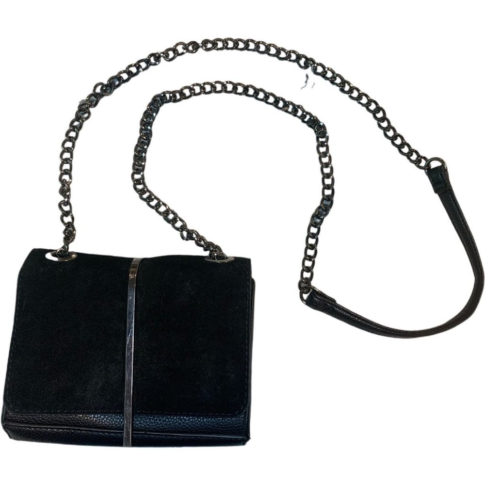 Nordstrom Black Suede & Leather Chain Strap Purse